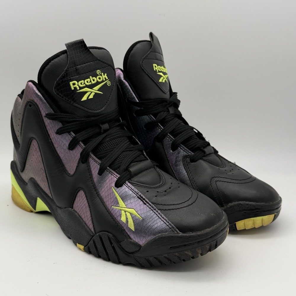 Reebok Kamikaze II Mid Nocturnal V51847 Men's Size 9 Black Volt Iridescent